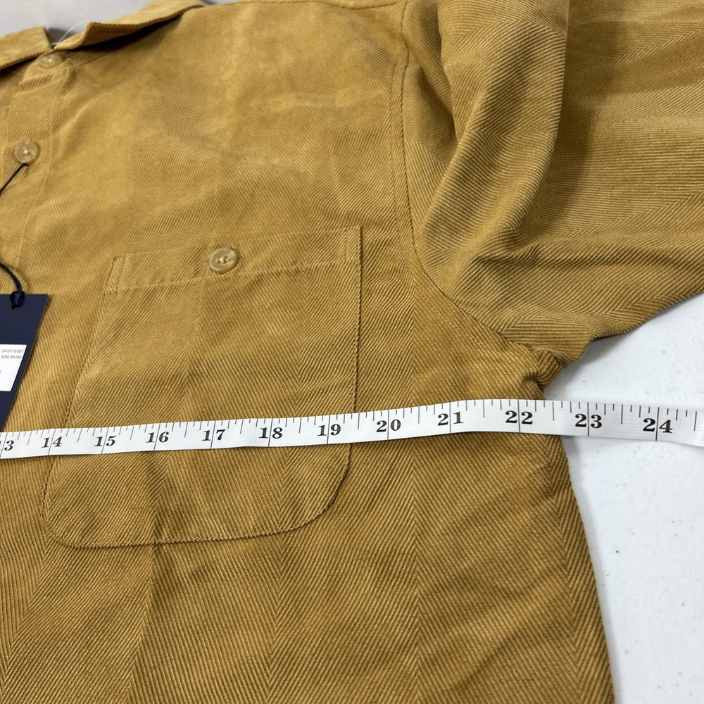 NWT Trust Mens Tan Long Sleeve Button Up Business Shirt Size Medium - Picture 11 of 13